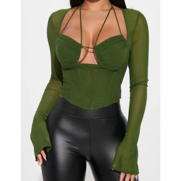 FashionNova Melanie Top Olive NWT Small - Picture 1 of 2